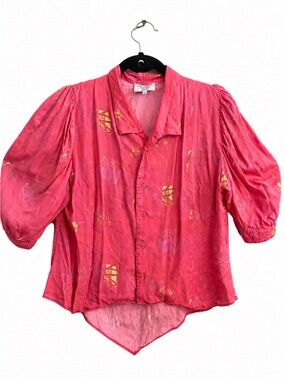 Vintage Collina Strada New York 100% Rose Silk Pink Blouse